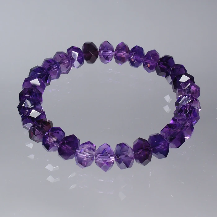 B1462紫水晶（アメシスト）連擦り32面カット8mm玉ブレスレット