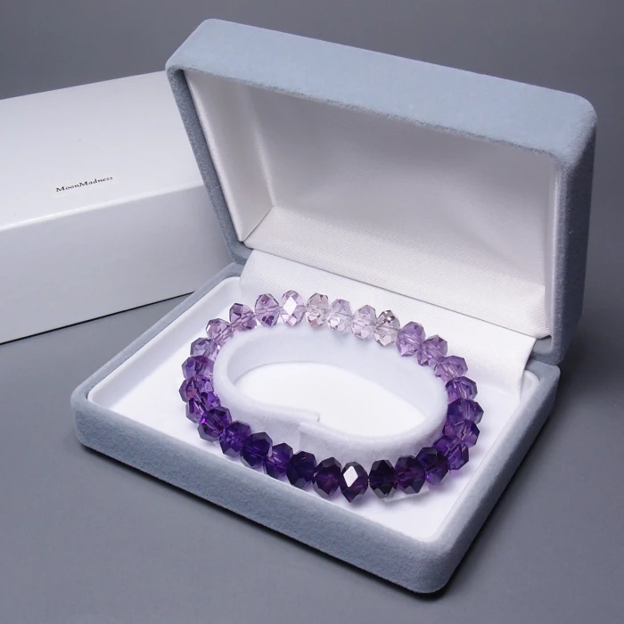 B1463紫水晶（アメシスト）連擦り32面カット8mm玉ブレスレット